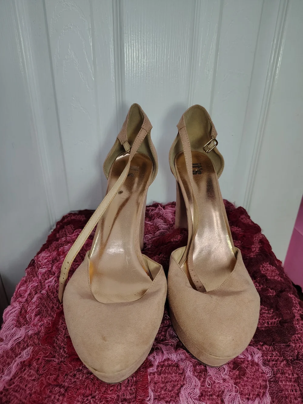 Women’s Blush Platform High Heel Pumps with Ankle Strap